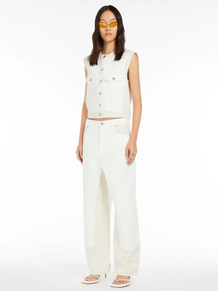 Women Max Mara Jackets And Blazers Doublecolour Denim Waistcoat White