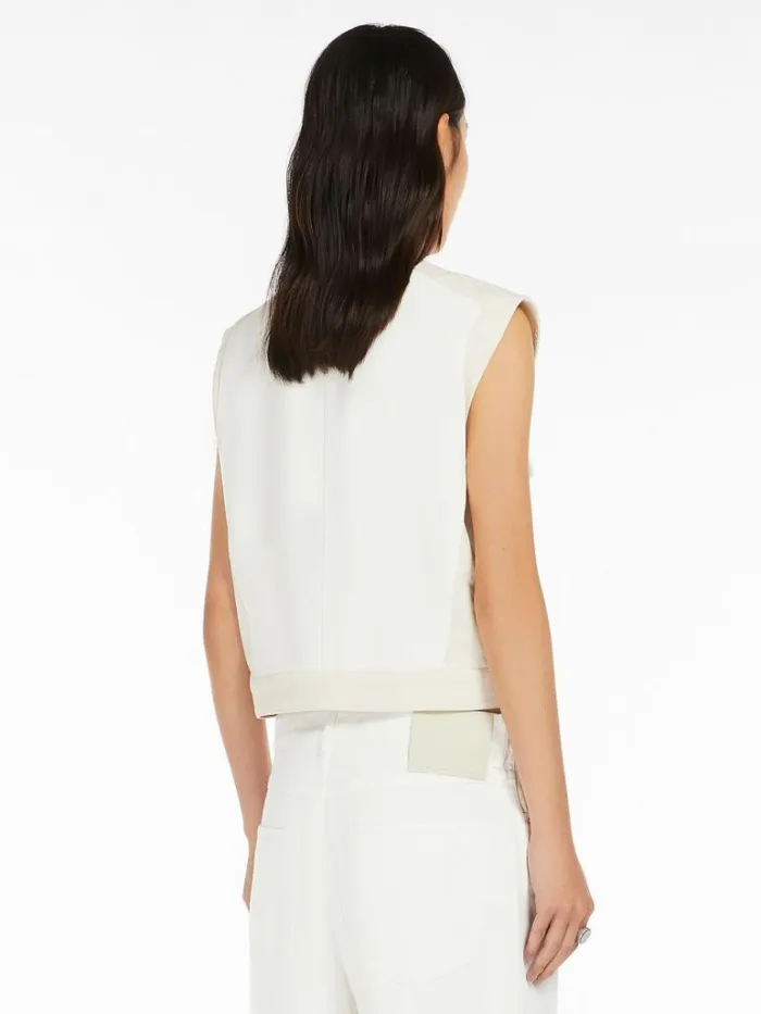 Women Max Mara Jackets And Blazers Doublecolour Denim Waistcoat White