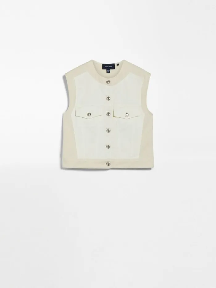 Women Max Mara Jackets And Blazers Doublecolour Denim Waistcoat White