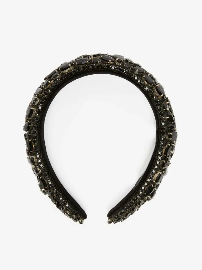 Women Max Mara Jewelry Bead And Rhinestone Headband Black