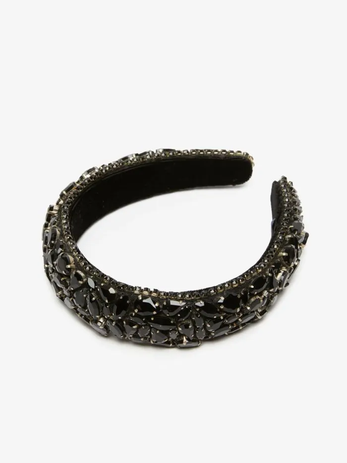 Women Max Mara Jewelry Bead And Rhinestone Headband Black