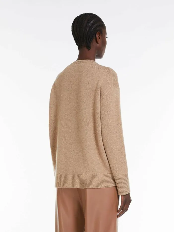 Women Max Mara Knitwear Cashmere Vneck Sweater Camel