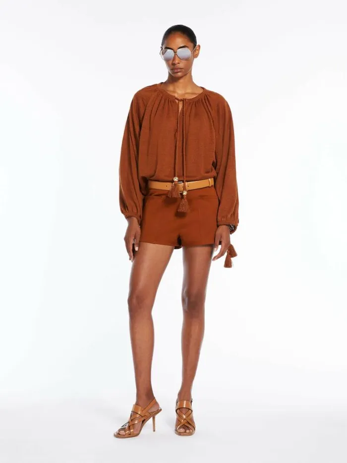 Women Max Mara Knitwear Loosefitting Linen Yarn Jumper Tobacco