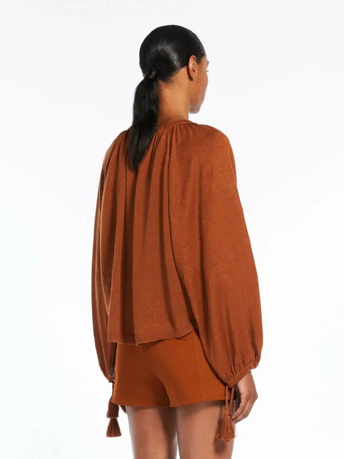 Women Max Mara Knitwear Loosefitting Linen Yarn Jumper Tobacco