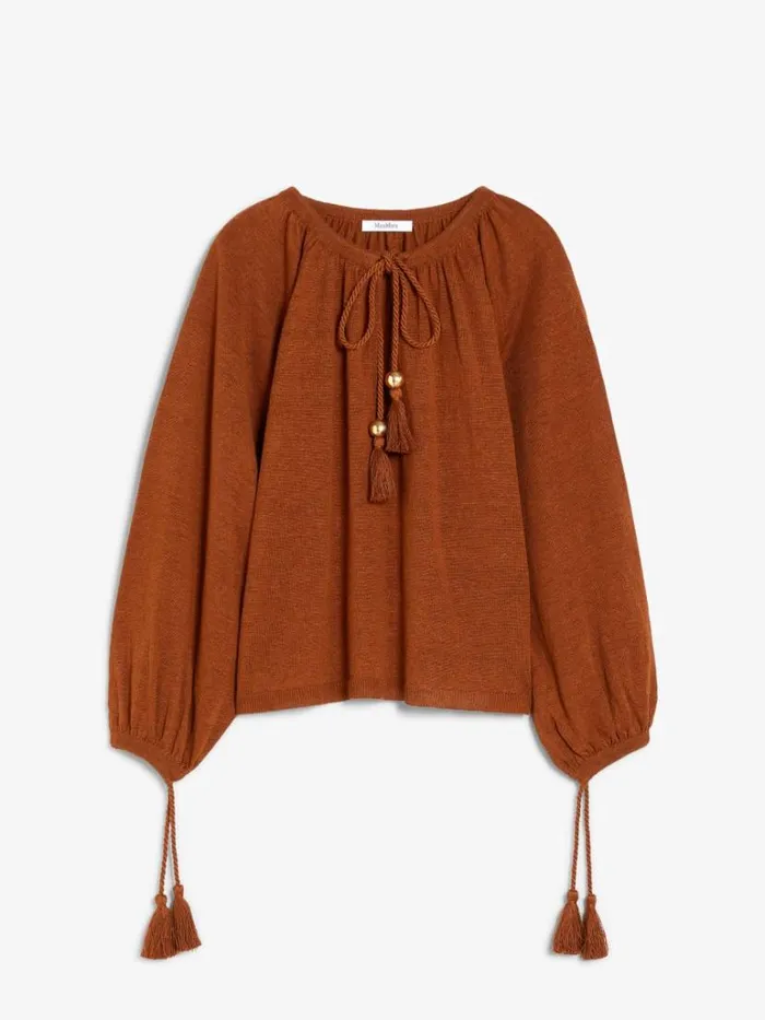 Women Max Mara Knitwear Loosefitting Linen Yarn Jumper Tobacco