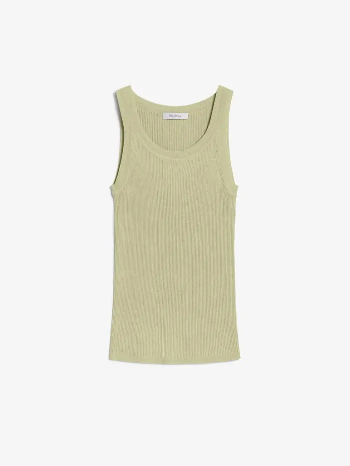Women Max Mara Knitwear Ribbed Viscose Top Kaki