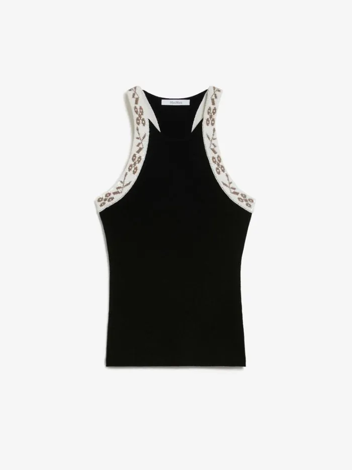 Women Max Mara Knitwear Wool And Cashmere Halter Neck Top Black
