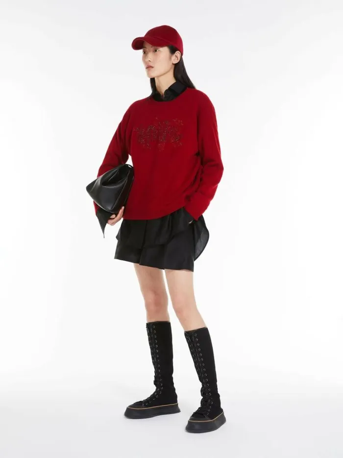 Women Max Mara Knitwear Wool And Cashmere Knit Jumper Red