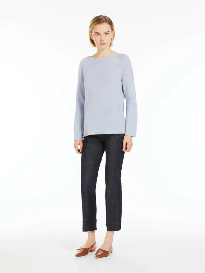 Women Max Mara Knitwear Wool And Cashmere Sweater Sky Blue