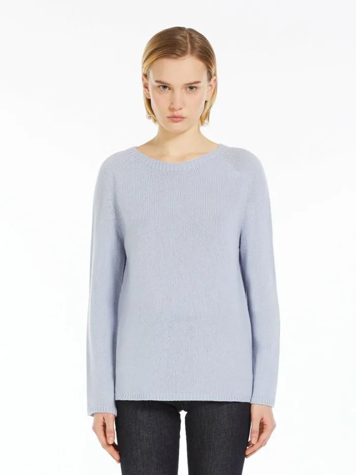 Women Max Mara Knitwear Wool And Cashmere Sweater Sky Blue