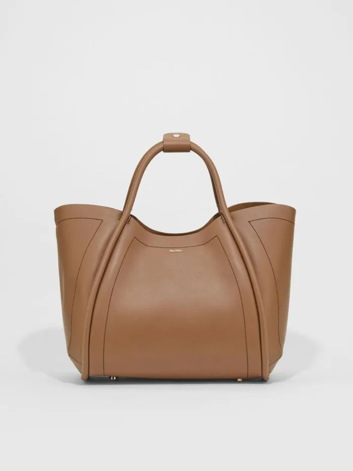 Women Max Mara Marine Bag Medium Leather Marine Bag Tobacco