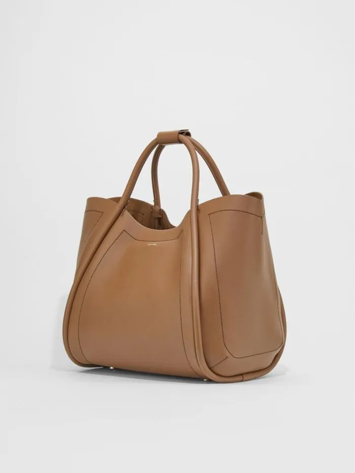 Women Max Mara Marine Bag Medium Leather Marine Bag Tobacco