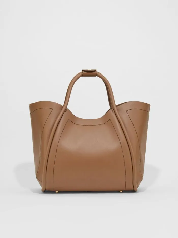 Women Max Mara Marine Bag Medium Leather Marine Bag Tobacco