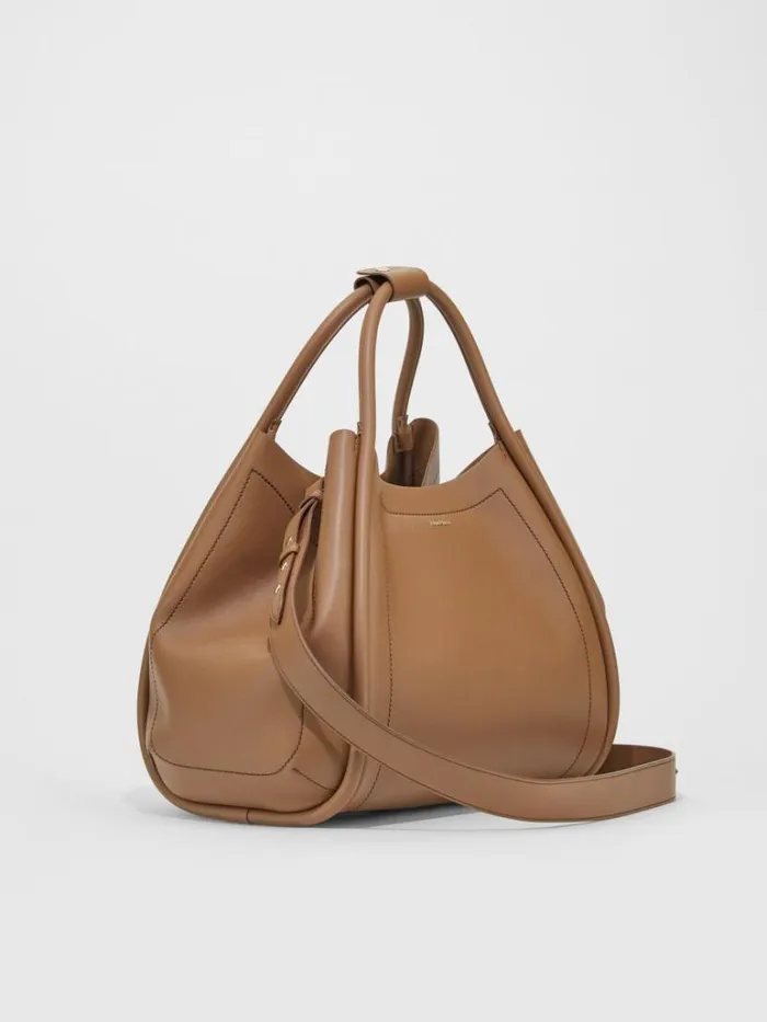 Women Max Mara Marine Bag Medium Leather Marine Bag Tobacco