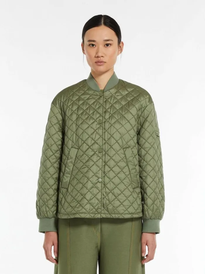 Women Max Mara Padded Coats Waterrepellent Technical Fabric Jacket Sage Green