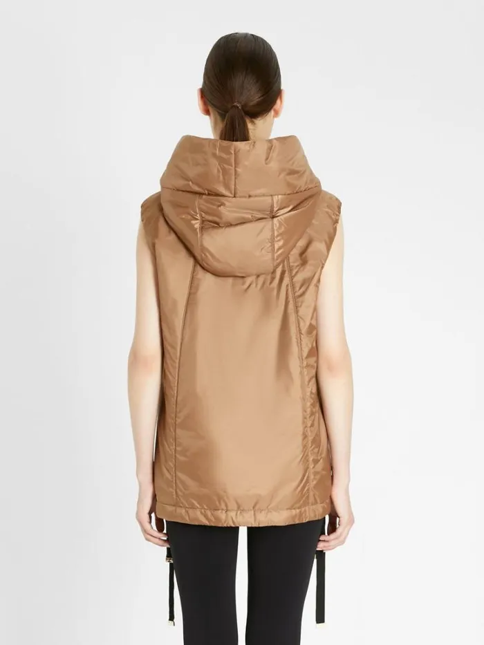 Women Max Mara Padded Coats Waterresistant Technical Canvas Gilet Caramel