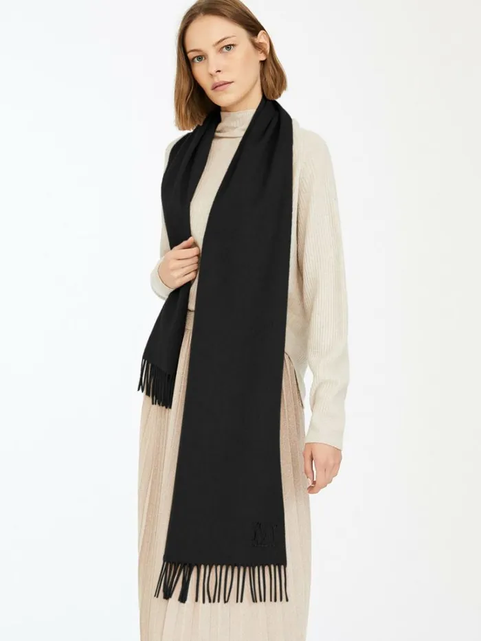 Women Max Mara Scarves And Foulards Camel Scarf Black