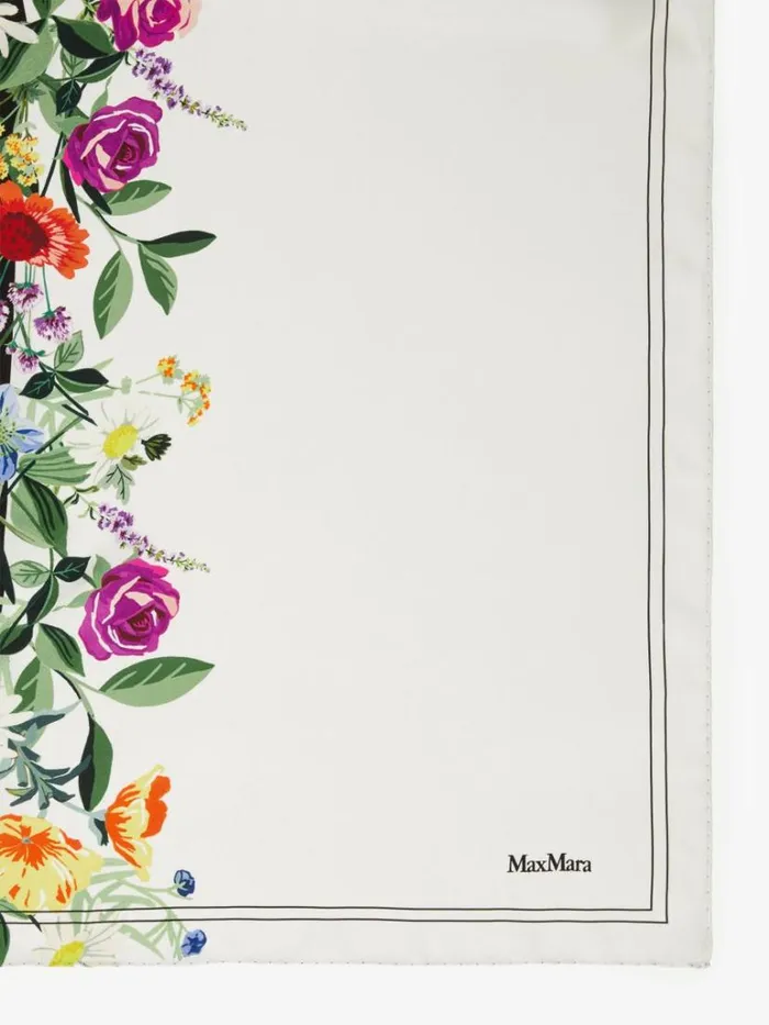Women Max Mara Scarves And Foulards Printed Silk Foulard White