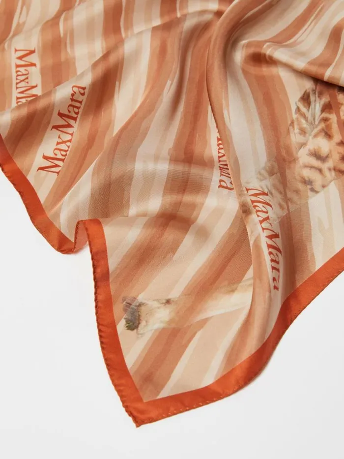 Women Max Mara Scarves And Foulards Printed Silk Scarf Rust
