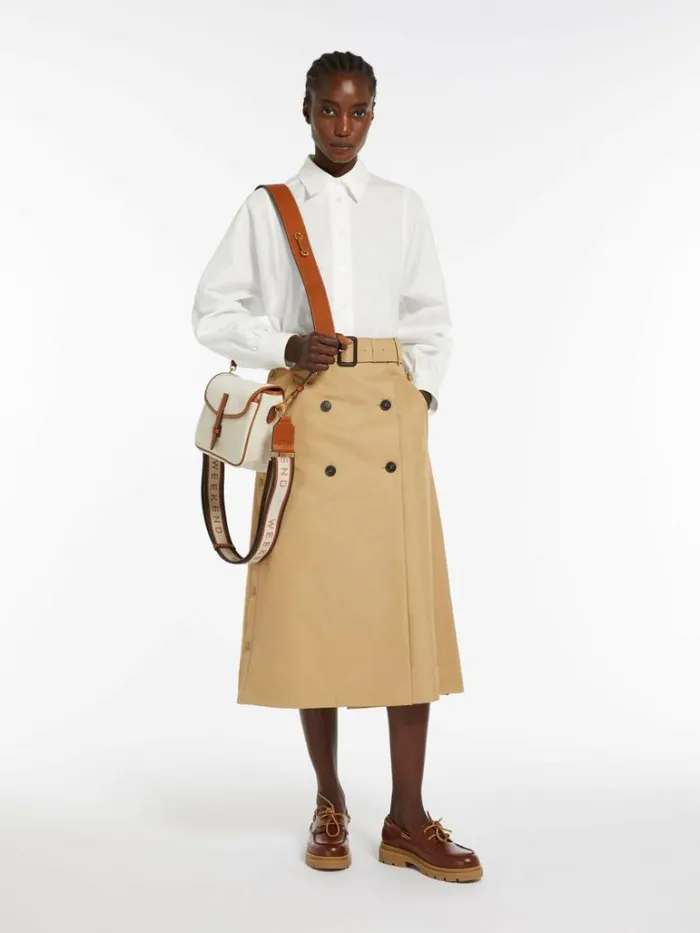 Women Max Mara Skirts Gabardine Wrap Skirt Beige
