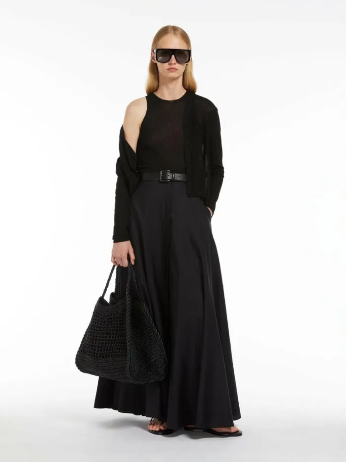 Women Max Mara Skirts Long Cotton Circle Skirt Black