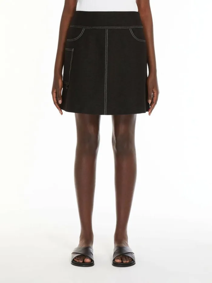 Women Max Mara Skirts Short Denimlook Jersey Skirt Black