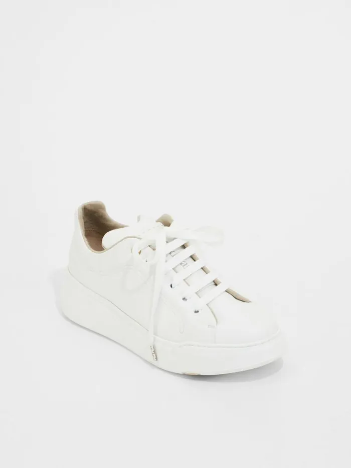Women Max Mara Sneakers Leather Sneakers Optical White