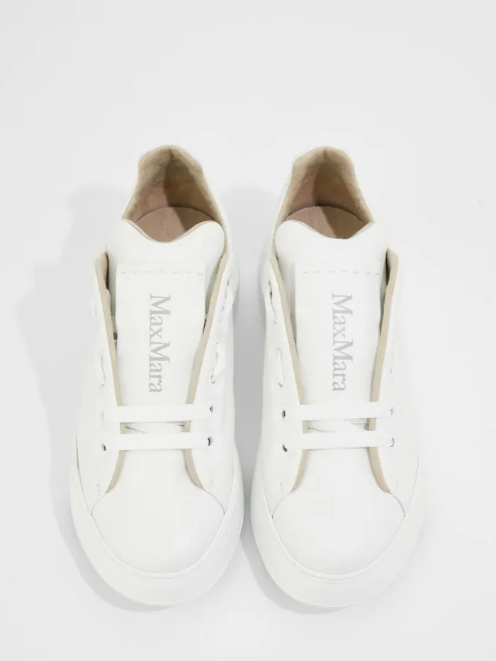 Women Max Mara Sneakers Leather Sneakers Optical White