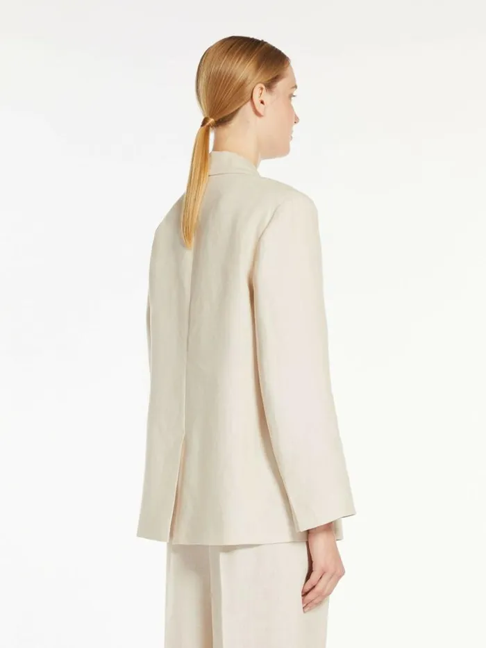 Women Max Mara Suit Doublebreasted Linen Blazer Beige