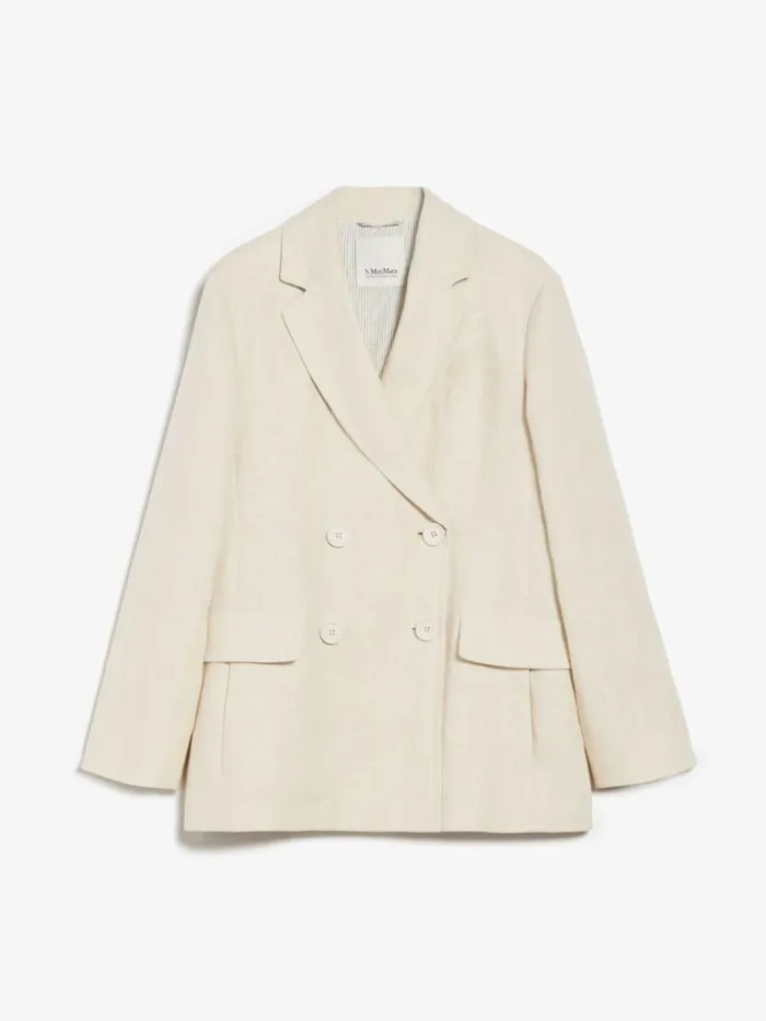 Women Max Mara Suit Doublebreasted Linen Blazer Beige