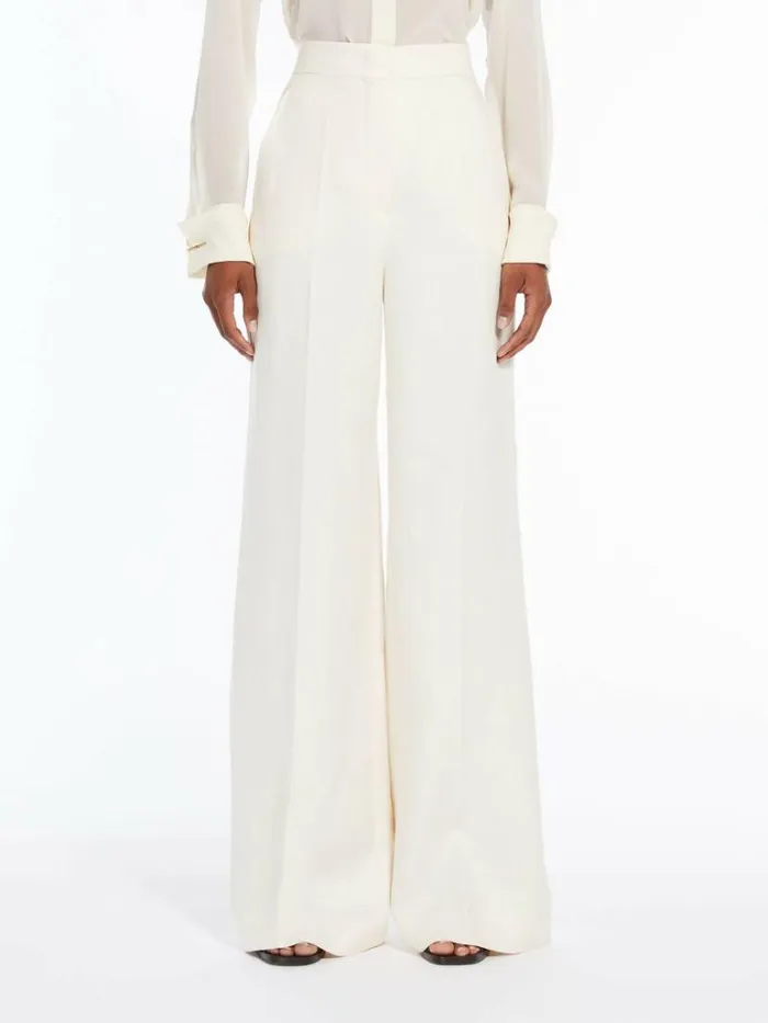 Women Max Mara Suit Linen Tailored Trousers Ivory