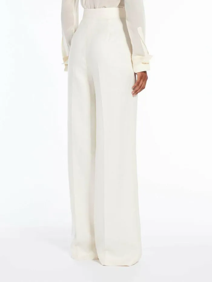 Women Max Mara Suit Linen Tailored Trousers Ivory