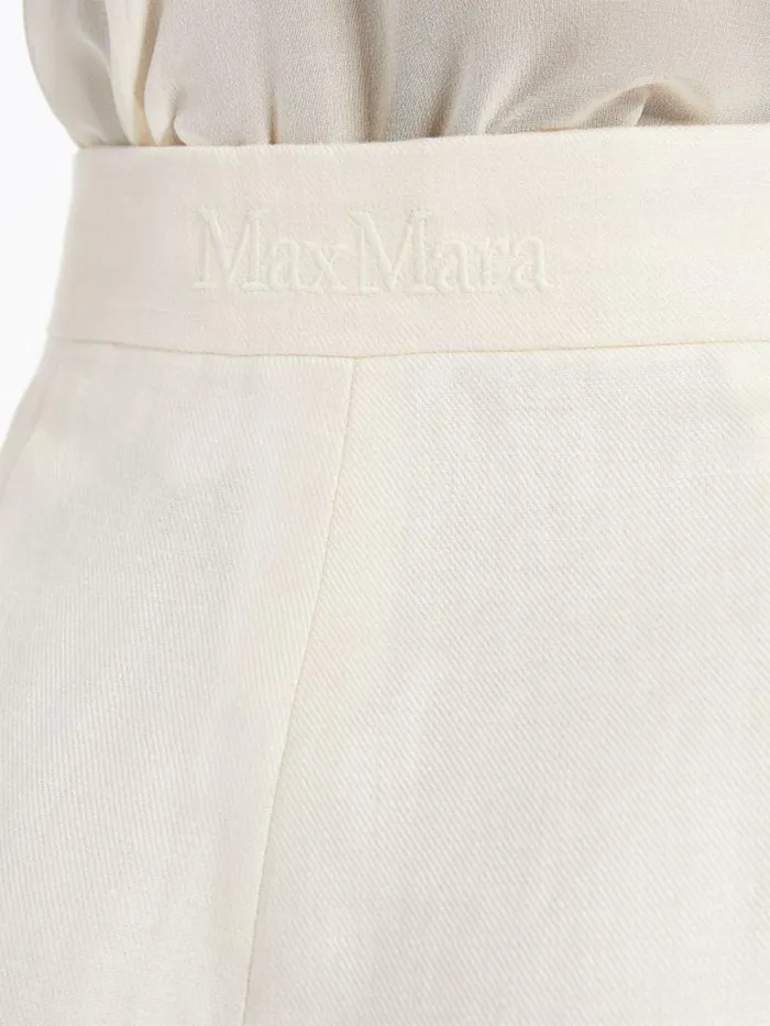 Women Max Mara Suit Linen Tailored Trousers Ivory