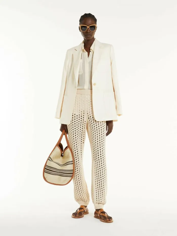 Women Max Mara Suit Singlebreasted Linen Blazer Ivory