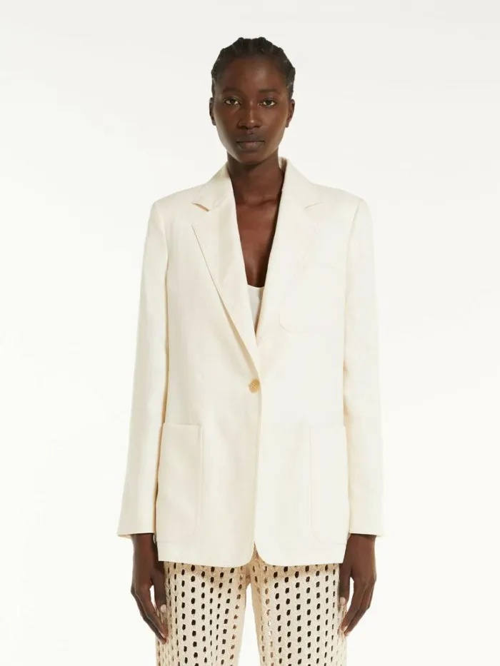 Women Max Mara Suit Singlebreasted Linen Blazer Ivory