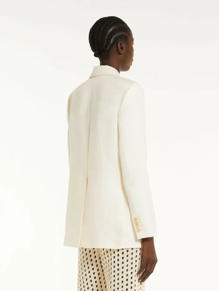 Women Max Mara Suit Singlebreasted Linen Blazer Ivory
