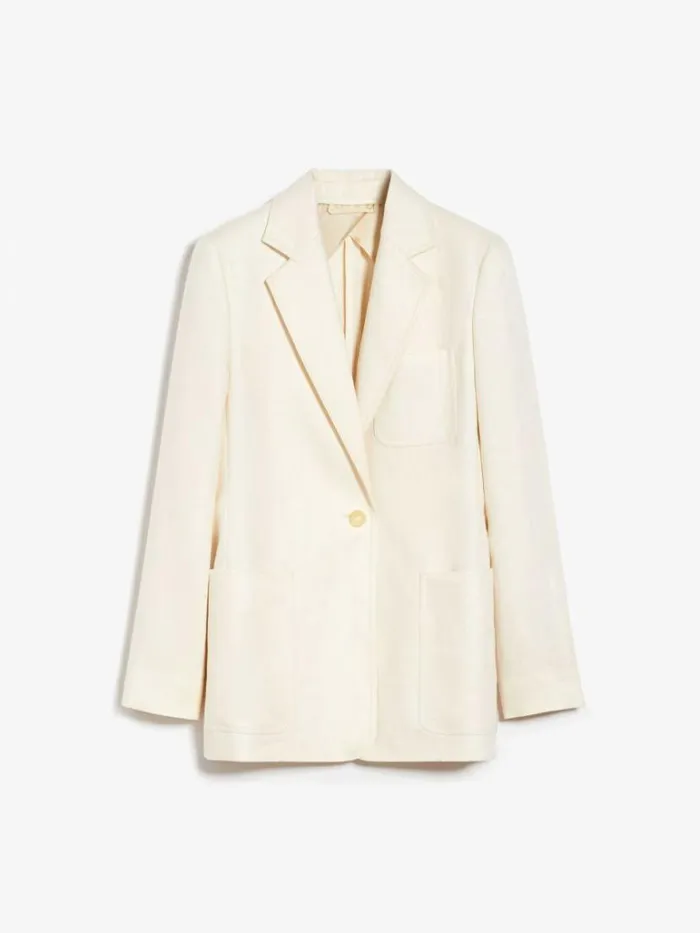 Women Max Mara Suit Singlebreasted Linen Blazer Ivory