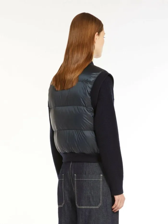 Women Max Mara The Cube 8211 Cameluxe Waterresistant Technical Canvas Cropped Gilet Midnightblue