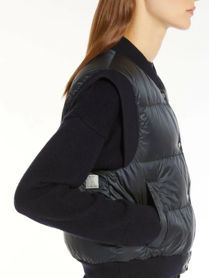 Women Max Mara The Cube 8211 Cameluxe Waterresistant Technical Canvas Cropped Gilet Midnightblue