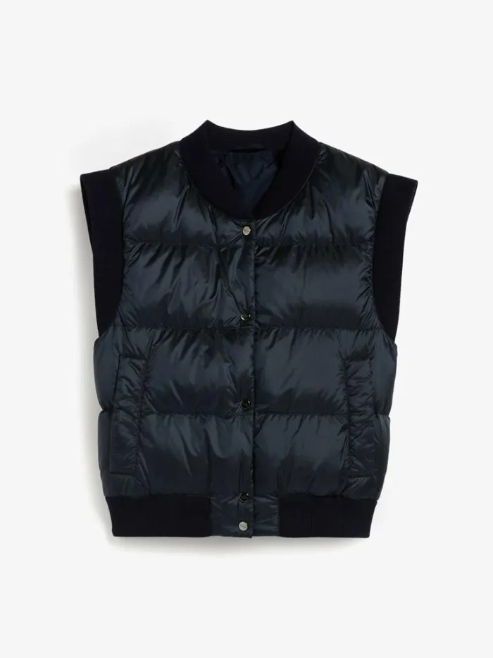 Women Max Mara The Cube 8211 Cameluxe Waterresistant Technical Canvas Cropped Gilet Midnightblue