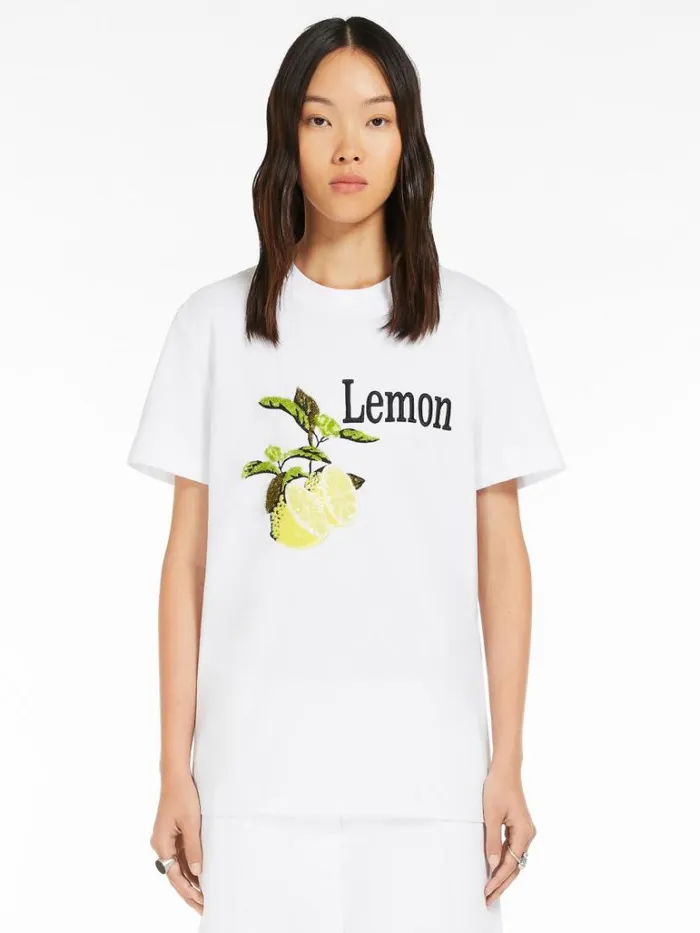 Women Max Mara Tops And Tshirts Embroidery And Sequinembellished Tshirt Optical White