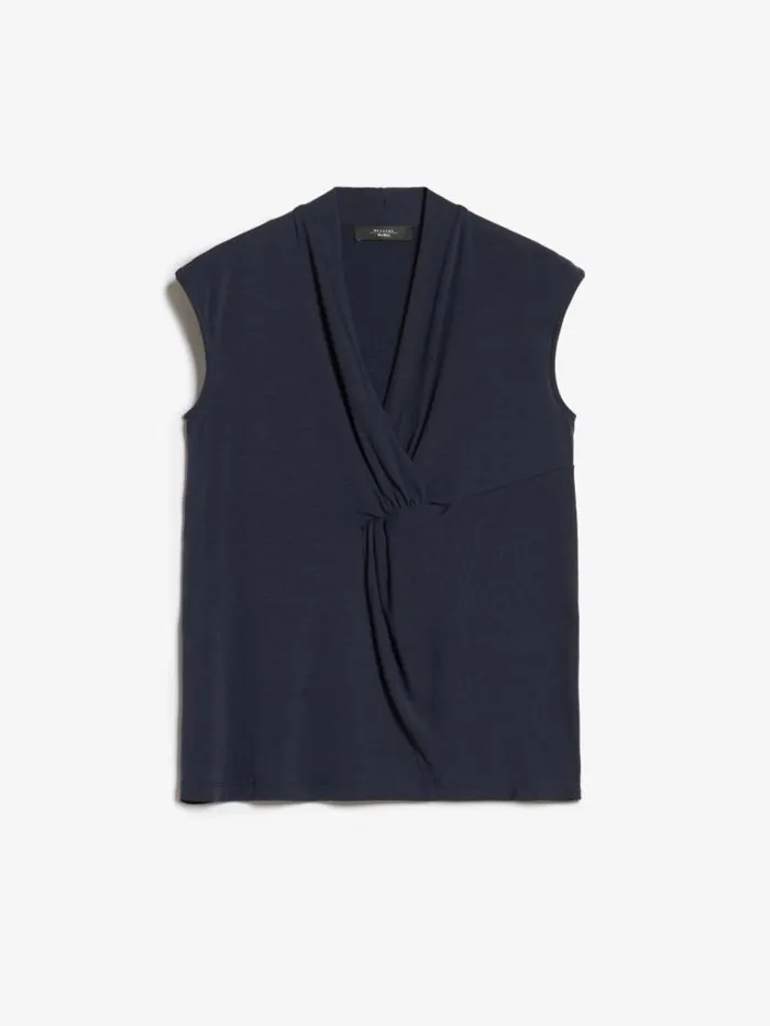 Women Max Mara Tops And Tshirts Lyocell Jersey Top Navy