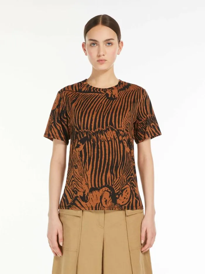 Women Max Mara Tops And Tshirts Organic Cotton Jersey Tshirt Brown