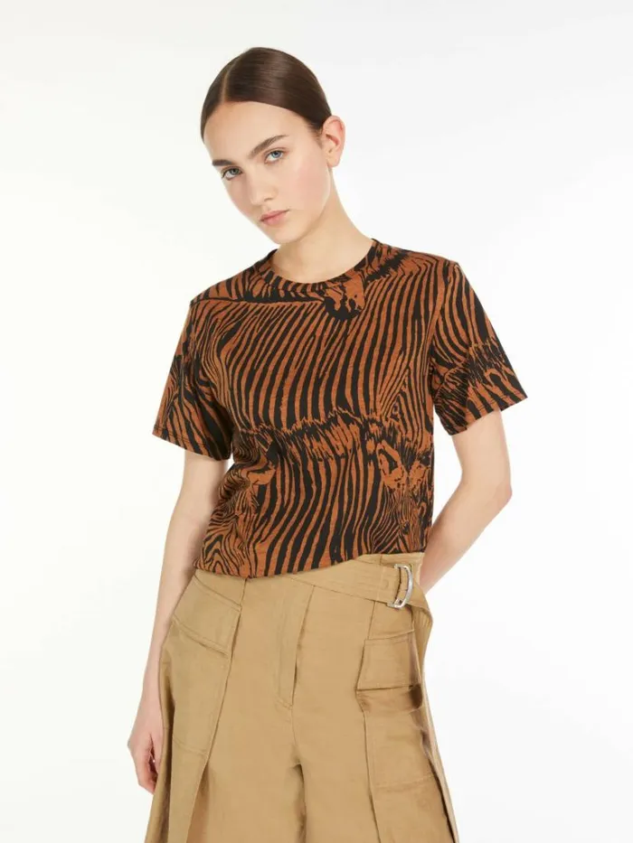 Women Max Mara Tops And Tshirts Organic Cotton Jersey Tshirt Brown