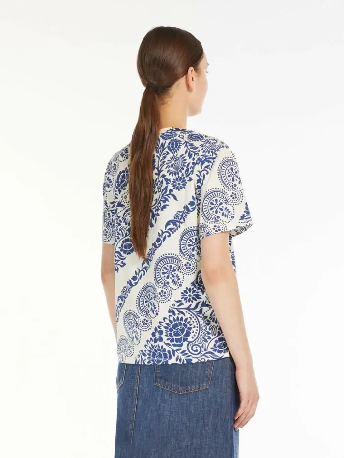 Women Max Mara Tops And Tshirts Organic Cotton Jersey Tshirt Cornflower Blue