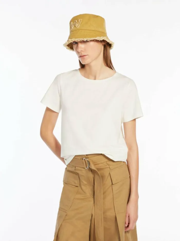 Women Max Mara Tops And Tshirts Organic Cotton Jersey Tshirt White
