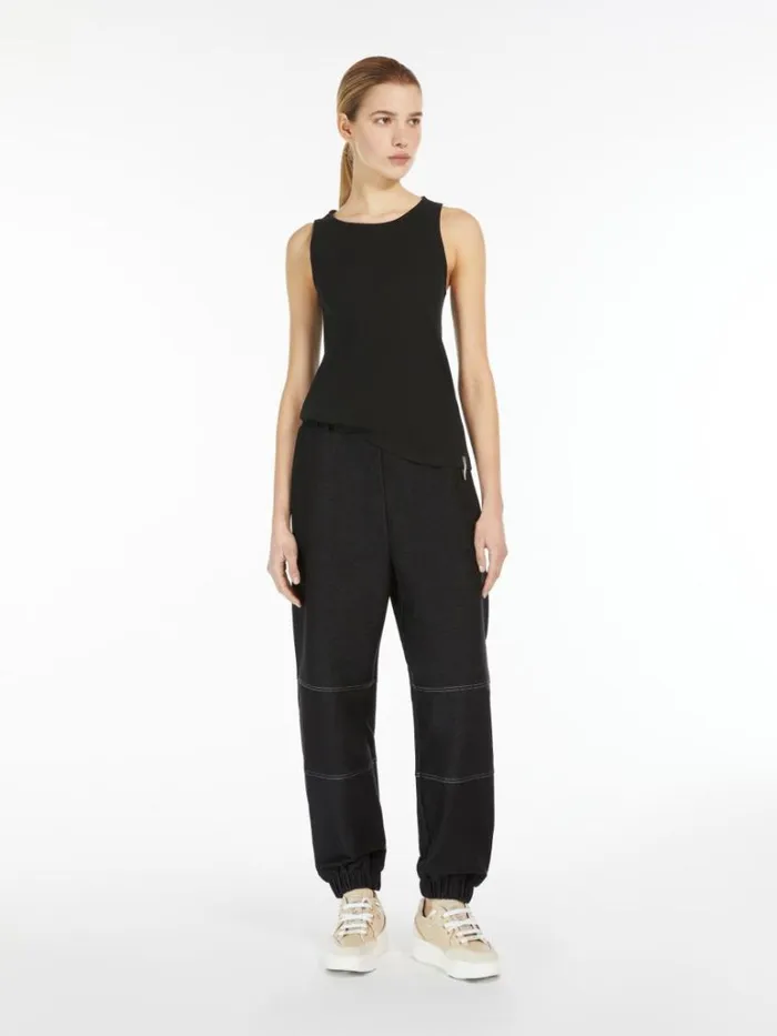 Women Max Mara Tops And Tshirts Ribknit Jersey Top Black