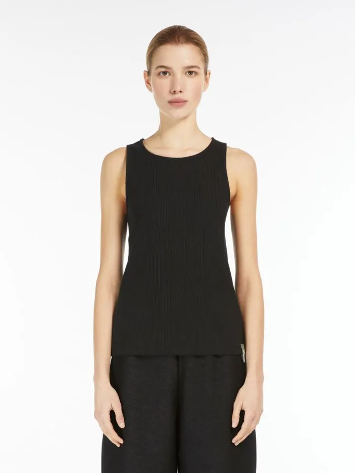 Women Max Mara Tops And Tshirts Ribknit Jersey Top Black