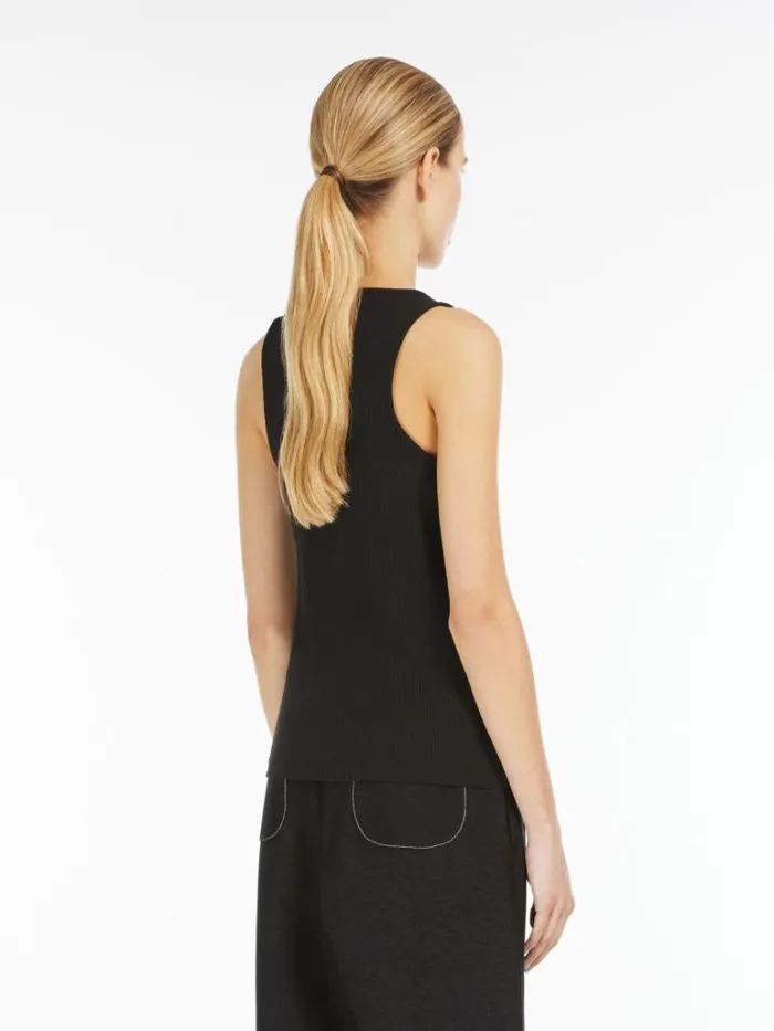 Women Max Mara Tops And Tshirts Ribknit Jersey Top Black