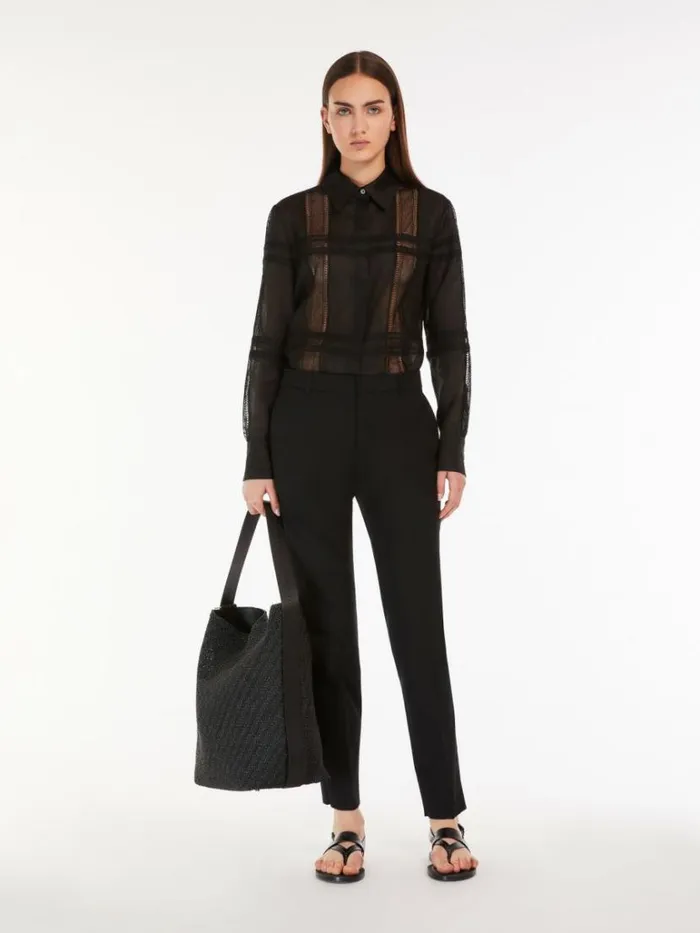 Women Max Mara Trousers And Jeans Cotton Cigarette Trousers Black